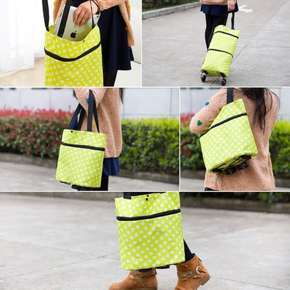 Folding Shopping Bag with Wheels Foldable Shopping Cart Reusable Shopping Bag