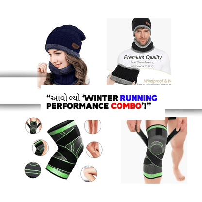 Police Winter Running Performance Combo (Warm Cap + Neck Warmer + Knee Support Sleeve)