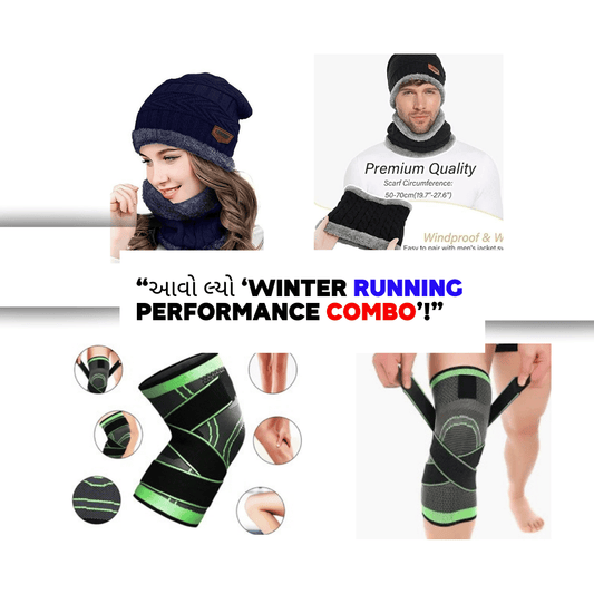 Police Winter Running Performance Combo (Warm Cap + Neck Warmer + Knee Support Sleeve)