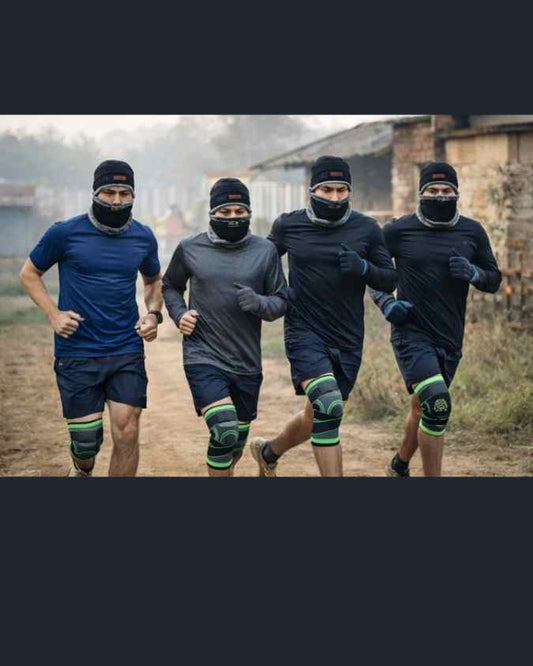 Police Winter Running Performance Combo (Warm Cap + Neck Warmer + Knee Support Sleeve)