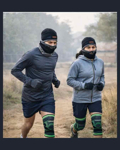 Police Winter Running Performance Combo (Warm Cap + Neck Warmer + Knee Support Sleeve)