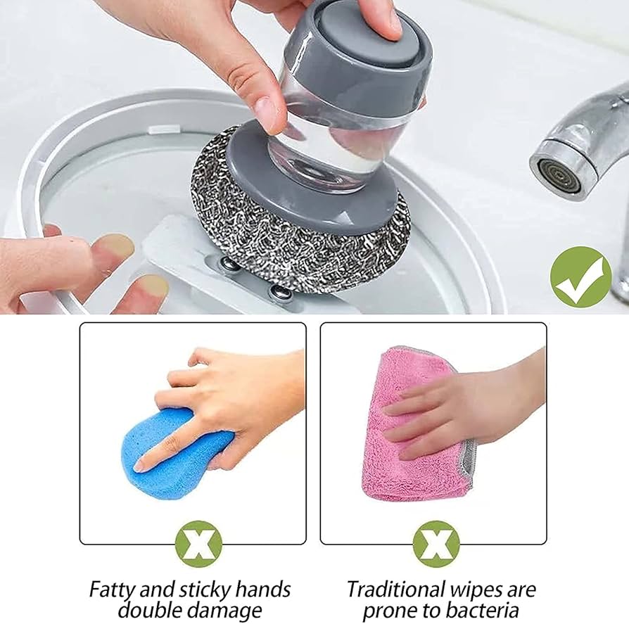 Push-In Dishwashing Cleaning Brush (Soap Dispenser Scrubber)